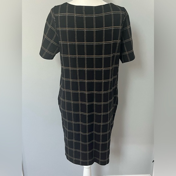 J. Jill‎ Dress Women’s Petite M Black Ponte Window Pane Short Sleeve Pockets NEW - Picture 7 of 11